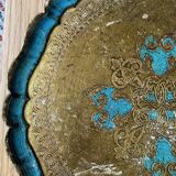 Florentine tray golden and turquoise blue