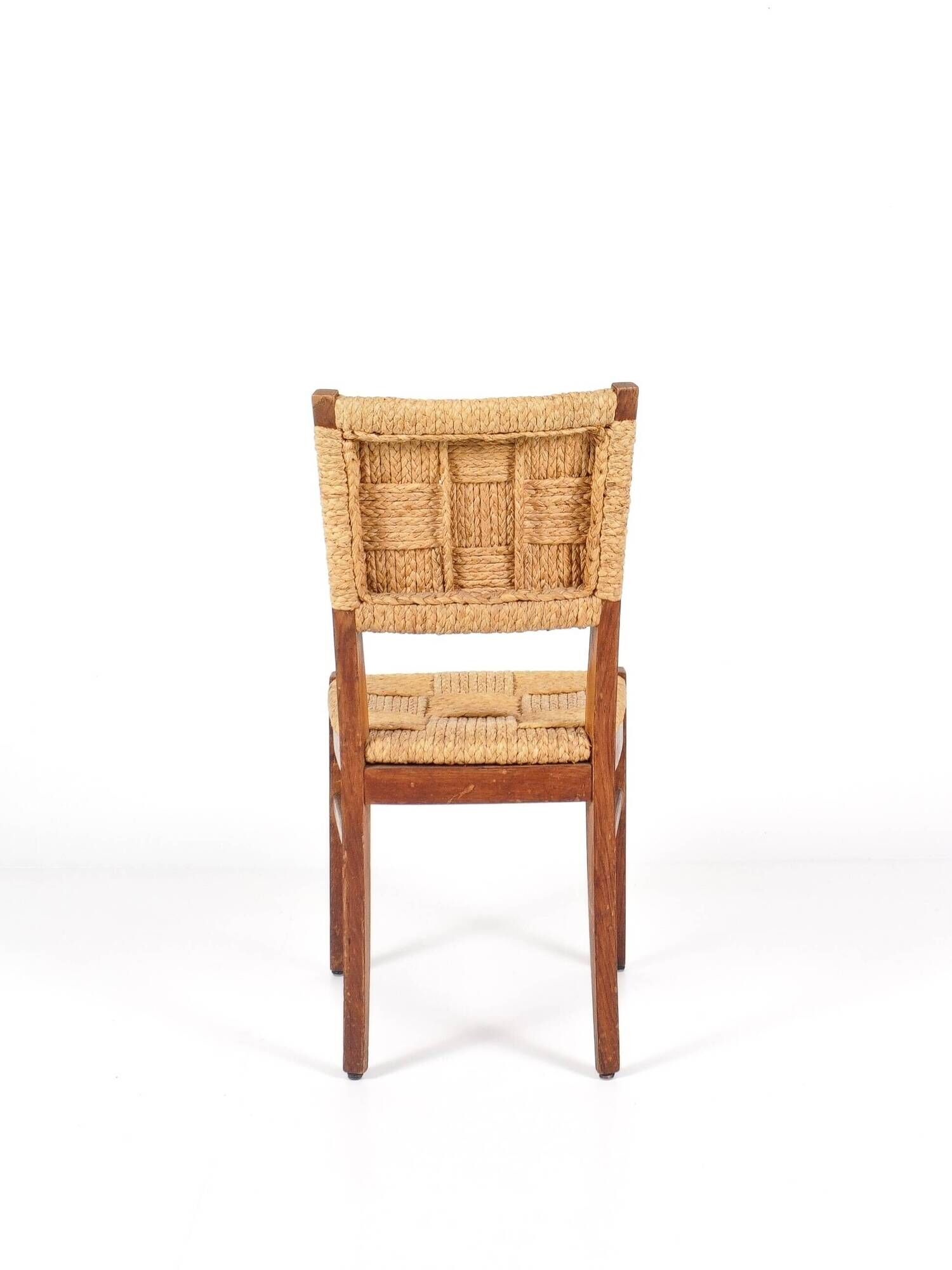 Audoux & Minet - Set of 4 vintage oak and rope chairs, circa 1950