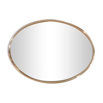 Large Oval Art Deco Mirror 60 X 44 striated rush in silver mercury mirror chrome 1930