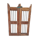 Old Burmese teak gate with openwork wrought iron panels