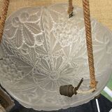 Suspension in white Art Deco period glass in the taste of Lalique