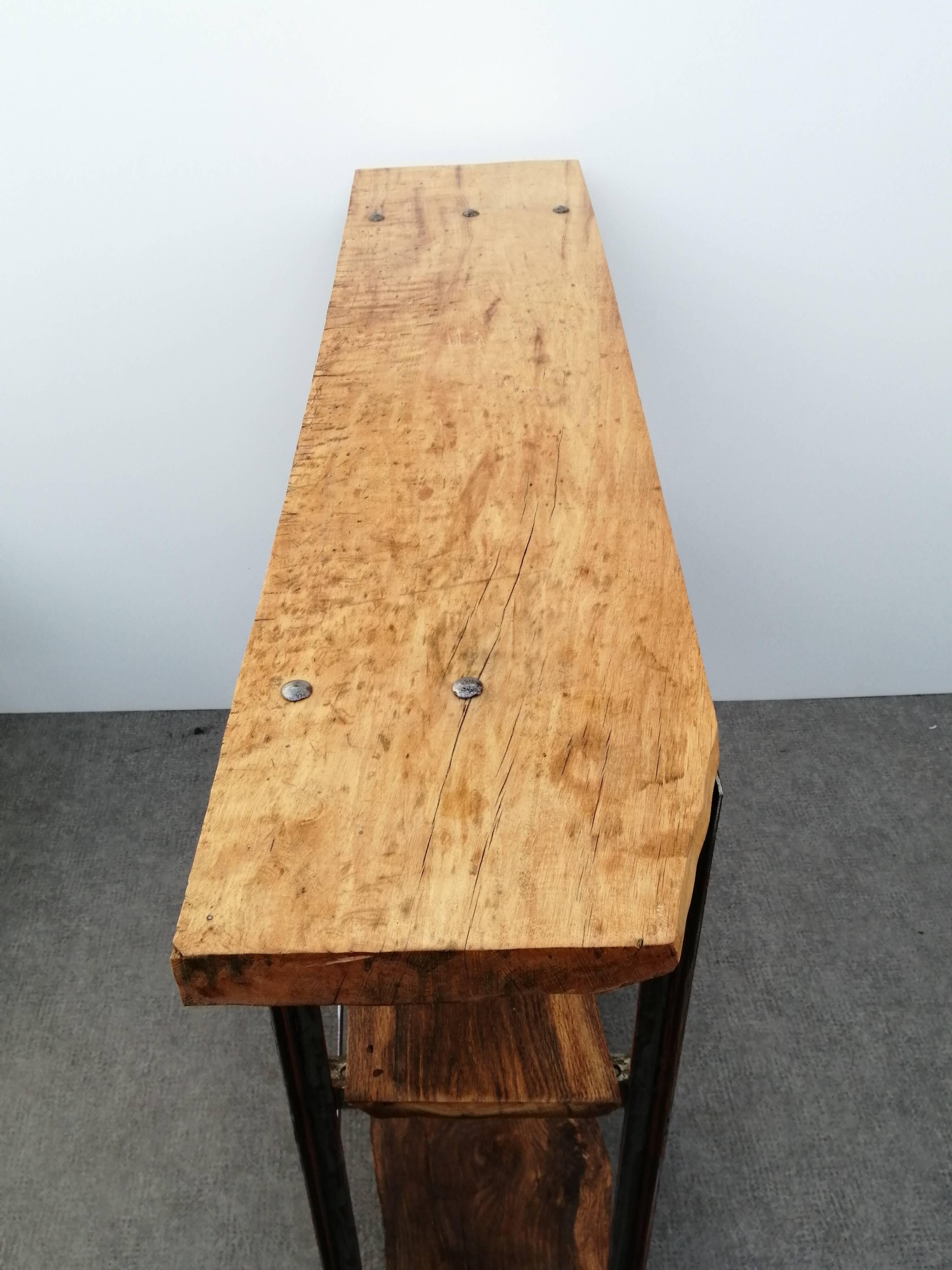1940s workbench redone in metal and oak board