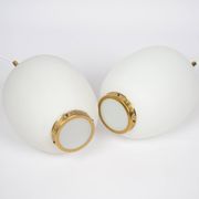 Pair of 2 Danish vintage pendant lamps Kina by Bent Karlby, Lyfa, 1946
