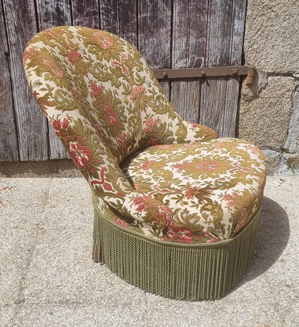Toad armchair, velvet tapestry vintage patterns, 50s