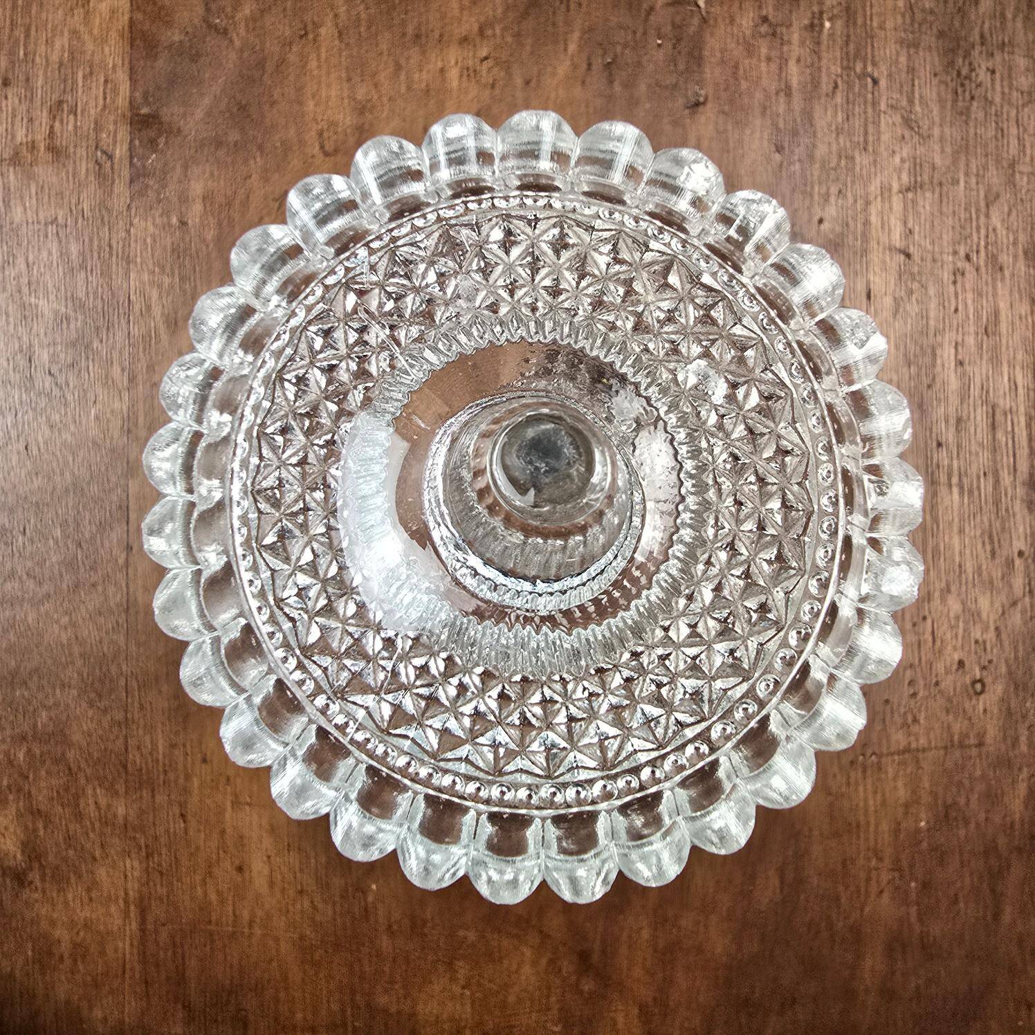 Large antique molded glass candlestick