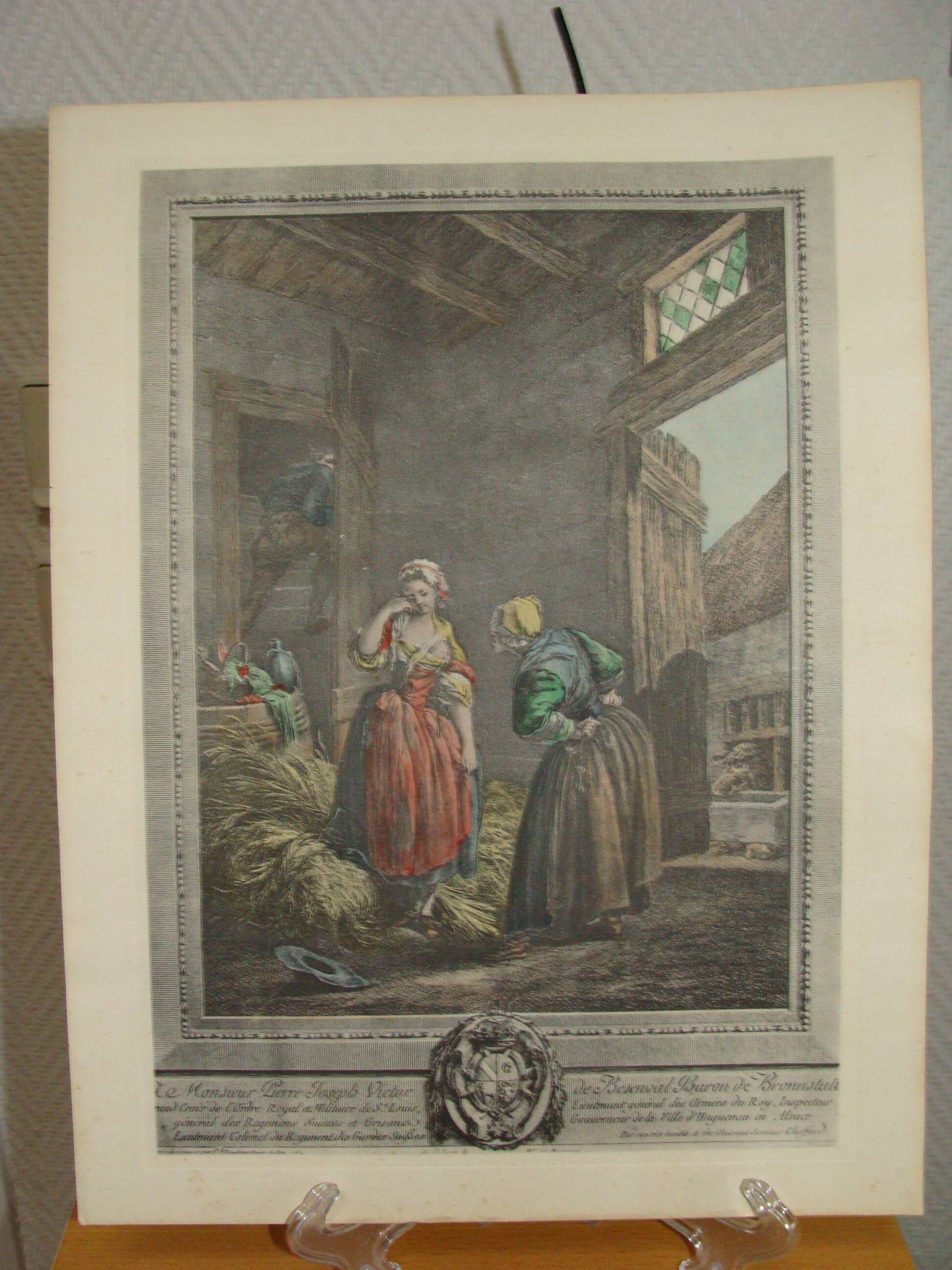 Engraving by Choffard "The Badly Guarded Girl"