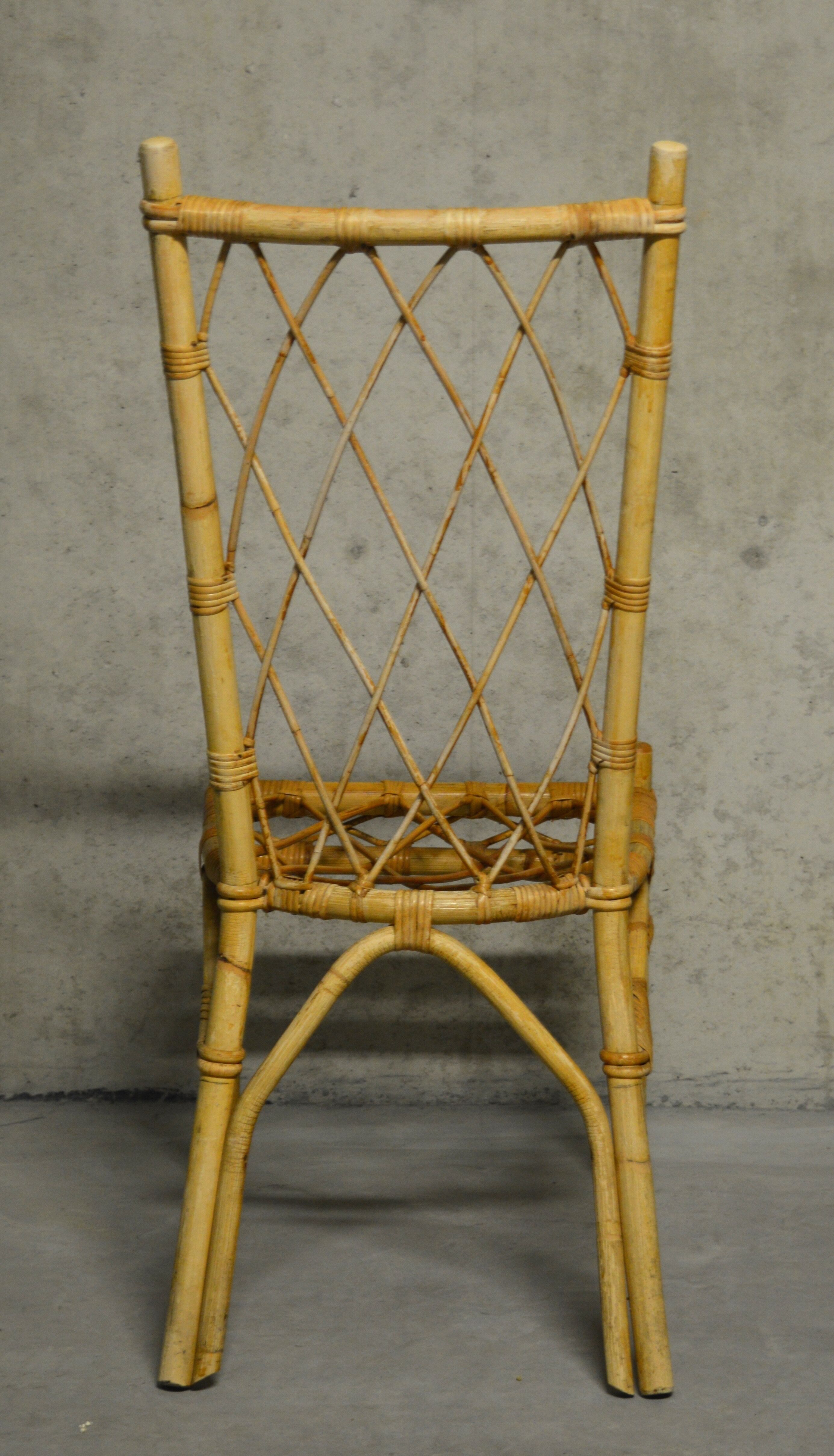rattan and bamboo table and chair