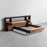 Letto matrimoniale legno tessuto anni ’70 vintage modernariato