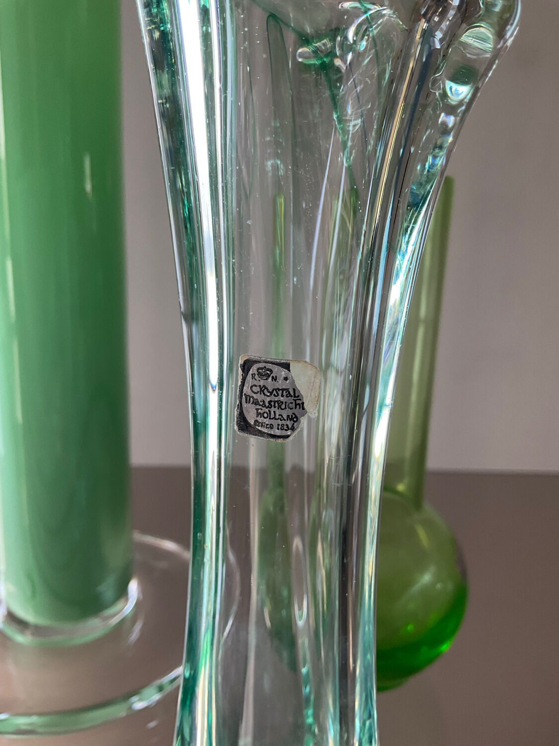 Trio of vintage vases in glass paste and crystal