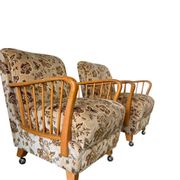 Ensemble de 2 fauteuils/sièges club vintage en bois