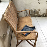 Old wicker and rattan bench