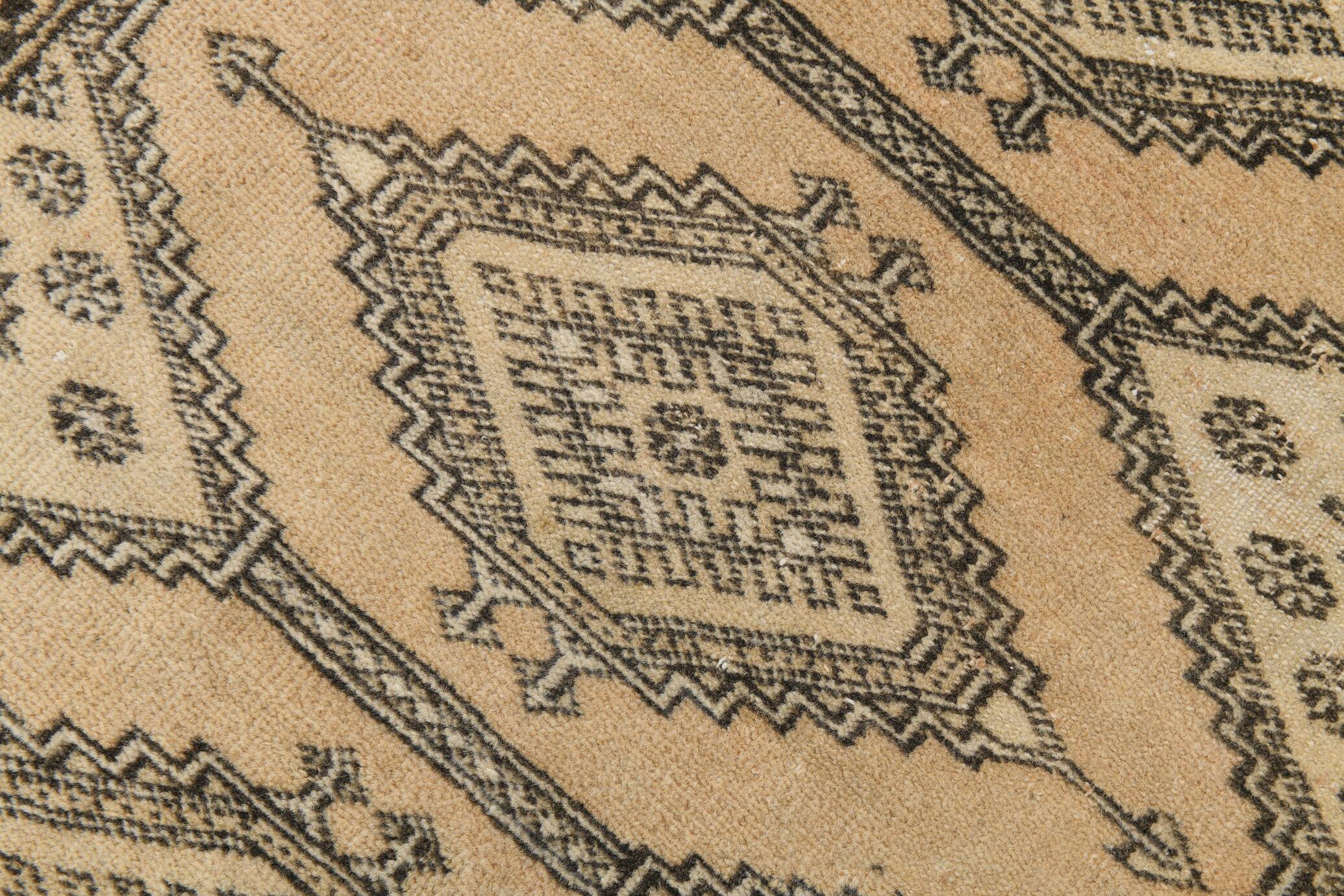 3x10 Cream Black Vintage Persian Runner Rug, 76x303Cm SK 20938