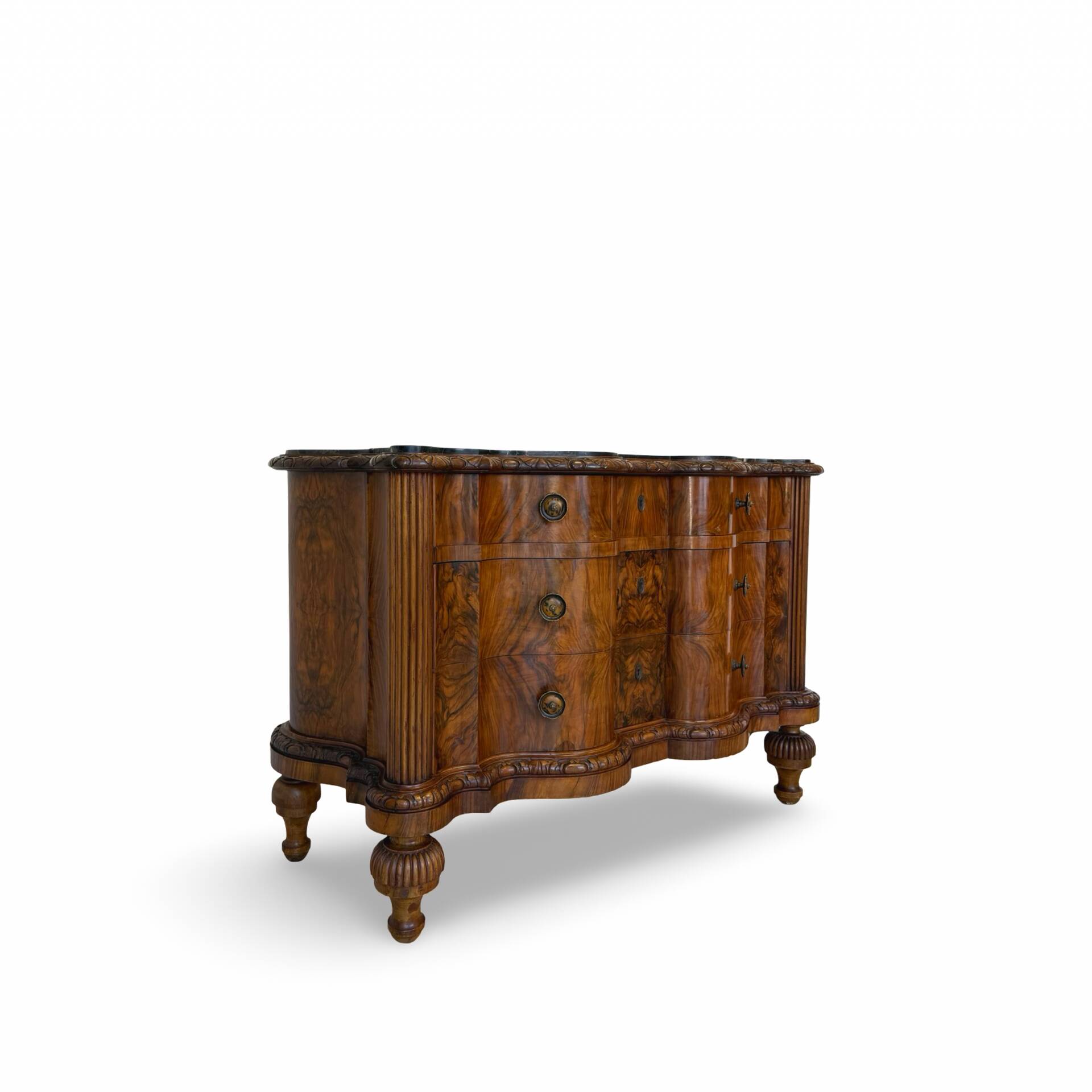 antique walnut serpentine commode