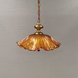 Hanging lamp in multiple layers glass and brass, by Vitrika Denmark 1980s