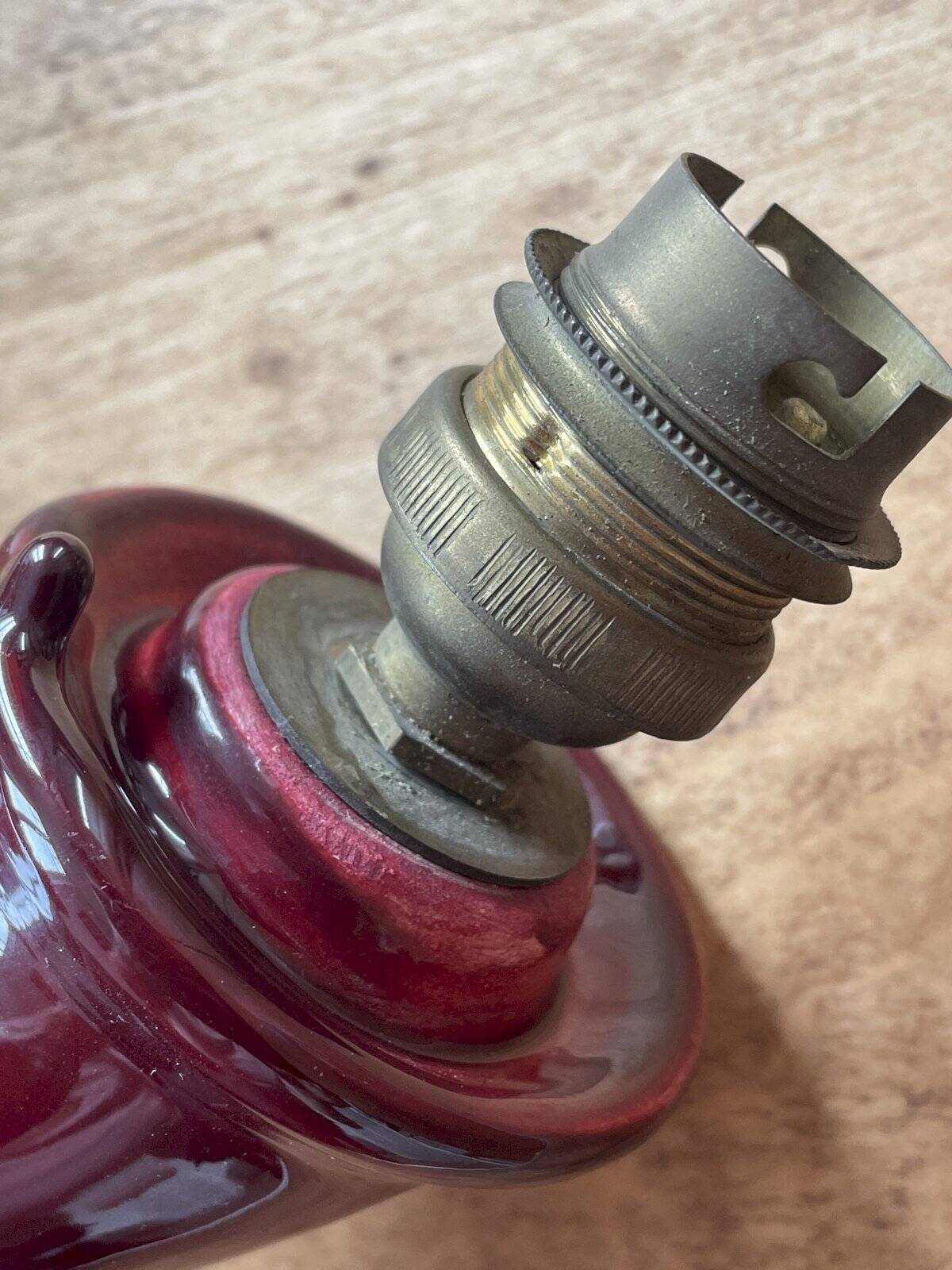 Art Deco burgundy red ceramic wall lamp