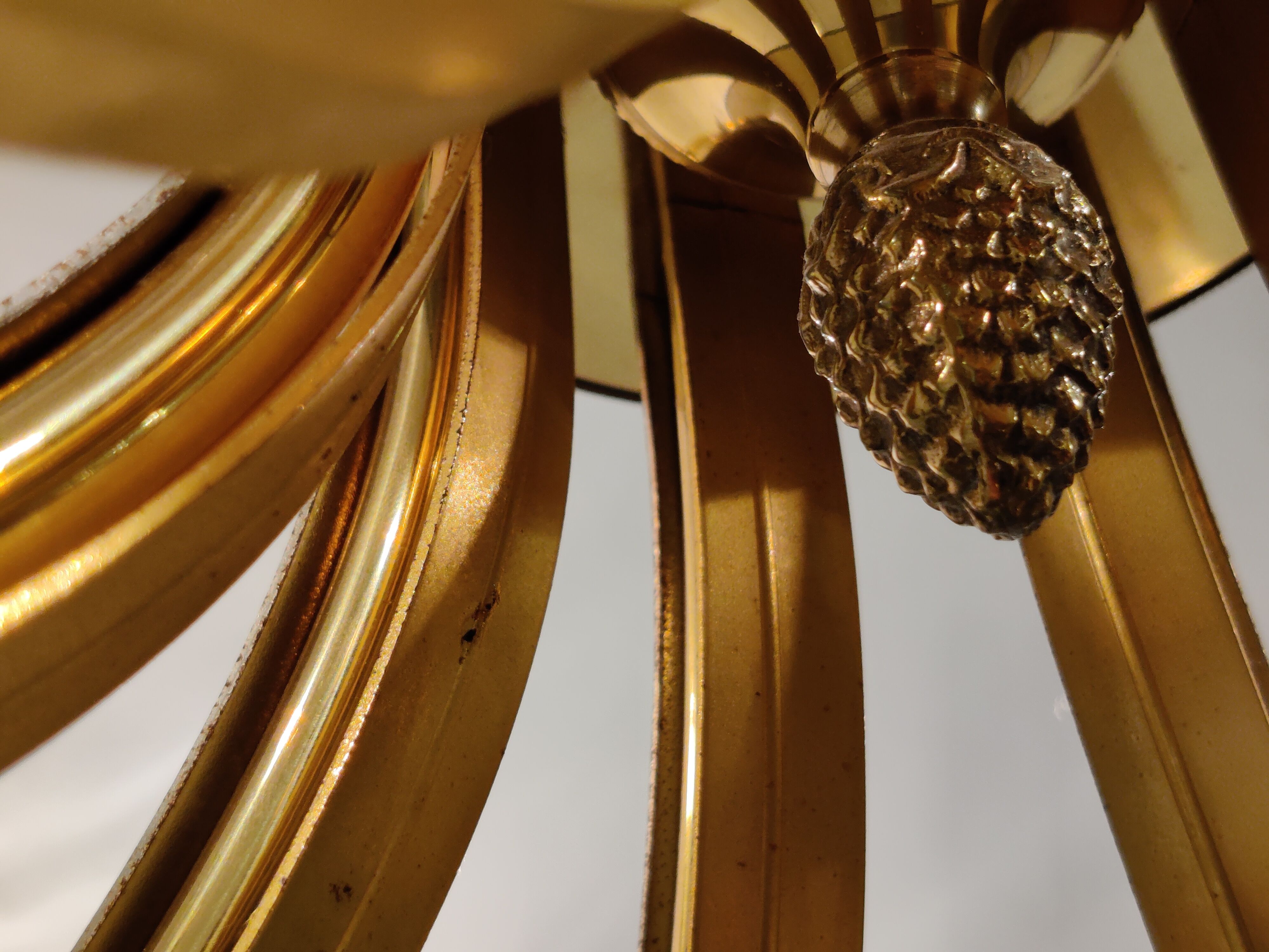 Brass and chrome pineapple chandelier, 1970s