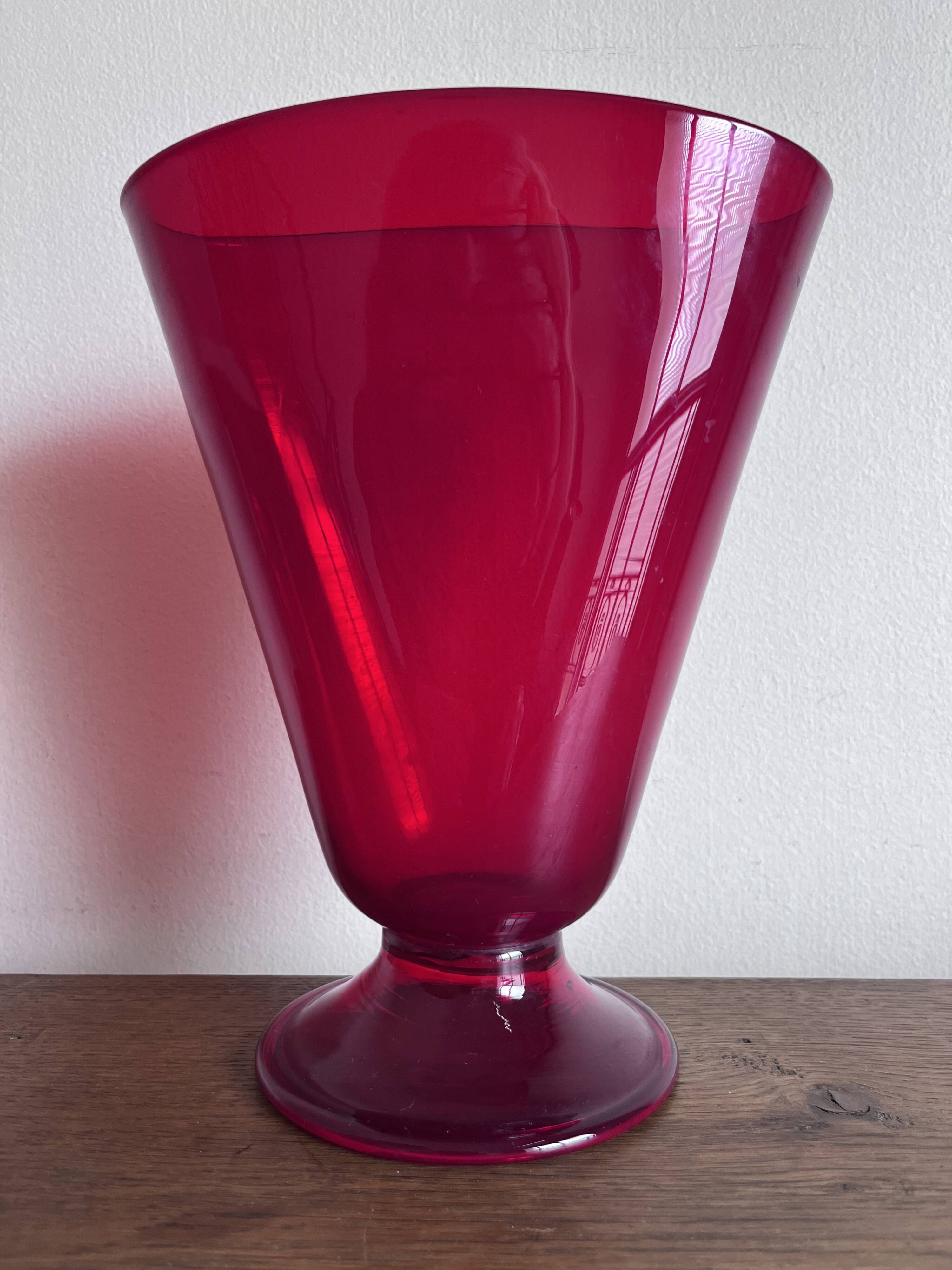Vase éventail Empoli rouge 1950 XL