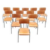 Lot de 12 chaises industrielles vintage