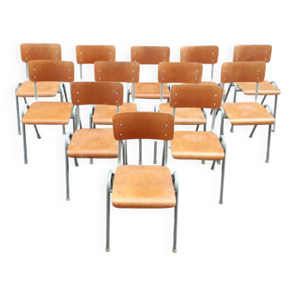 Set of 12 vintage industrial chairs