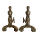 Pair of brass and cast iron fire dogs