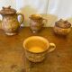 Antique tea coffee set vallauris vintage beige ceramic #c644