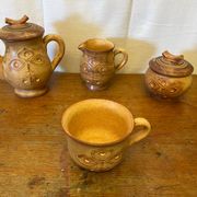 Antique tea coffee set vallauris vintage beige ceramic #c644
