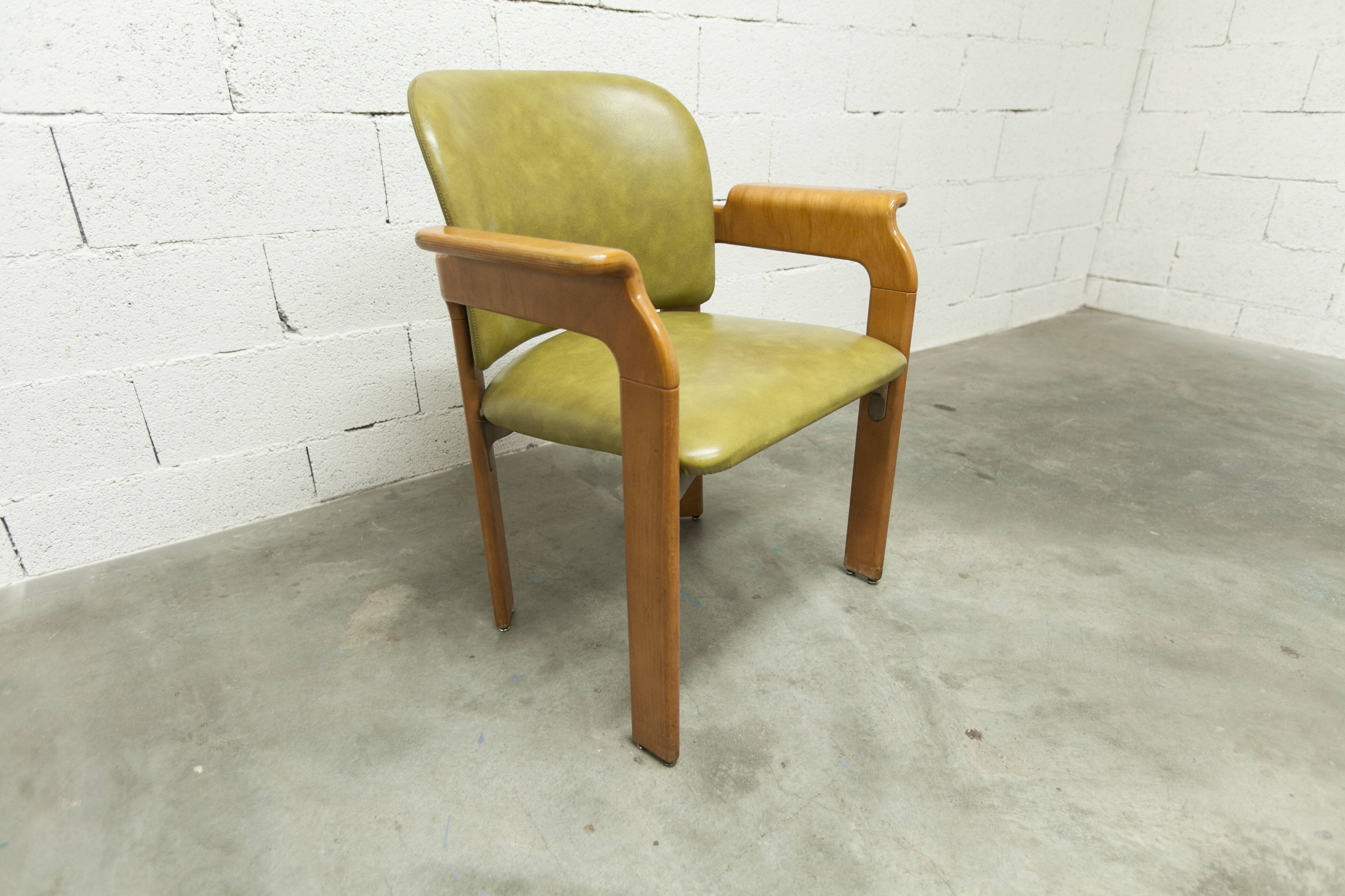 Bruno Rey solid beech bridge armchair for Dietiker 1960 green