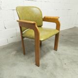 Bruno Rey solid beech bridge armchair for Dietiker 1960 green