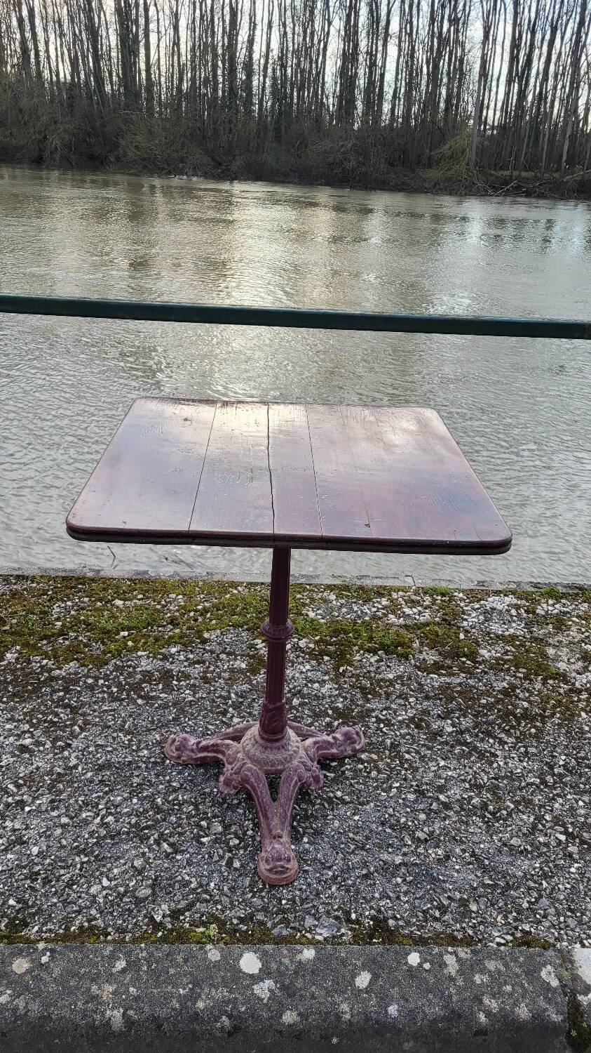 Antique cast iron bistro restaurant pedestal table - 1900s