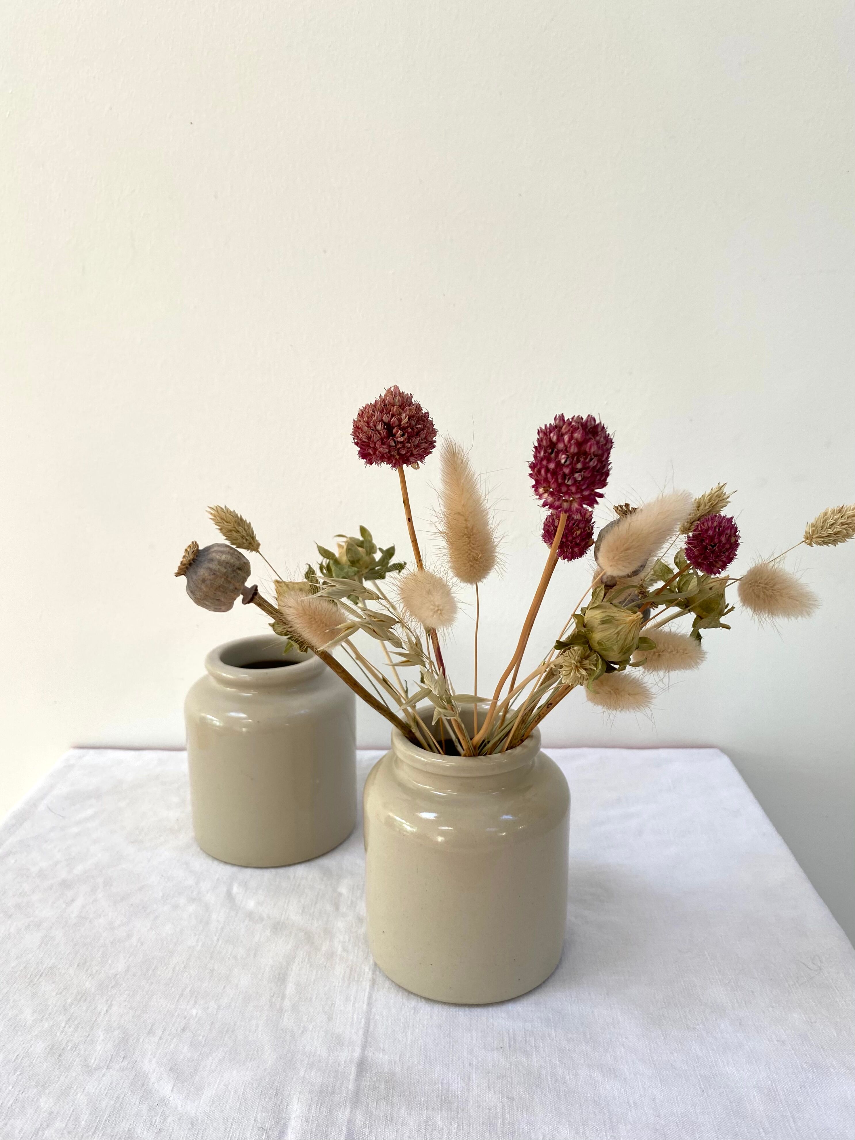Set of 2 old stoneware mustard pots