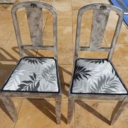 Set of 2 chic chairs with top fabrics patterned wooden leaf quality