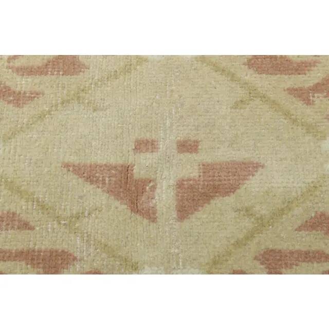 1970s Vintage Turkish Oushak Handmade Wool Cotton Beige Area Rug 153x260