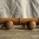 Large vintage wooden coat rack with 6 bamboo effect hooks L79