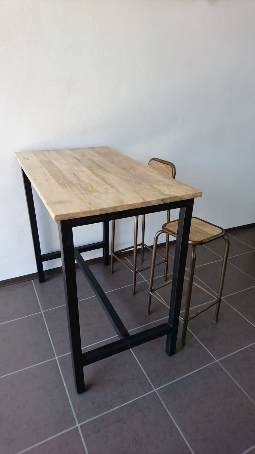 Metal and wood industrial high table