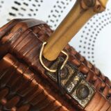 60'S braided wicker basket / hand bag