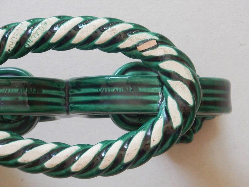 Vallauris France candle holder from the 1960s in green twisted ceramic