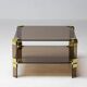Hollywood Regency coffee table in smoked glass – Modular brass construction