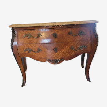 Commode galbés en marqueterie style Louis XV