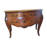 Curved chest of drawers in Louis XV style marquetry