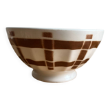 Antique faceted bowl on earthenware pedestal