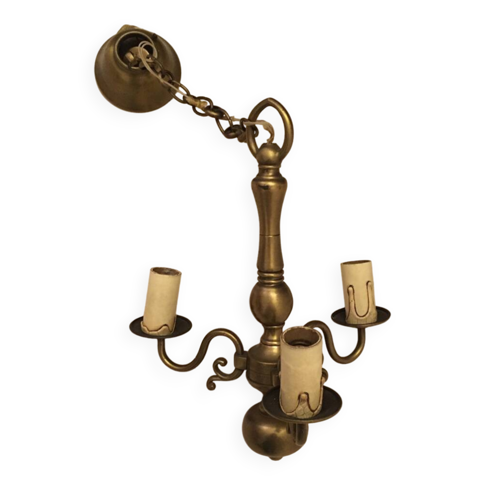 Vintage bronze ceiling chandelier.