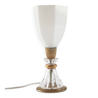 Lampe opaline hexagonale et éventail cristal