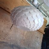 Pair of vintage white plastic pendant lights