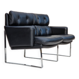 2 seater sofa, leather, chrome steel.