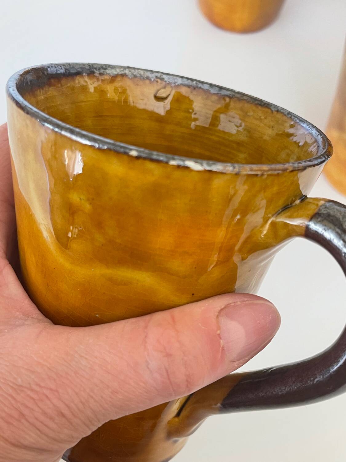 4 tasses à café mugs en céramique émaillée Vallauris a.e gitma