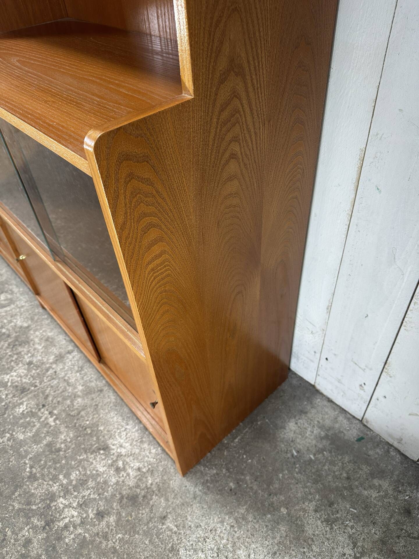 Pair of large vintage wooden display cabinets – 1960s/70s
