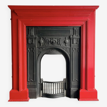 Cast Iron Fireplace with Wooden Surround