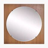 Miroir rond des années 60 - 70 sur cadre carré en bois