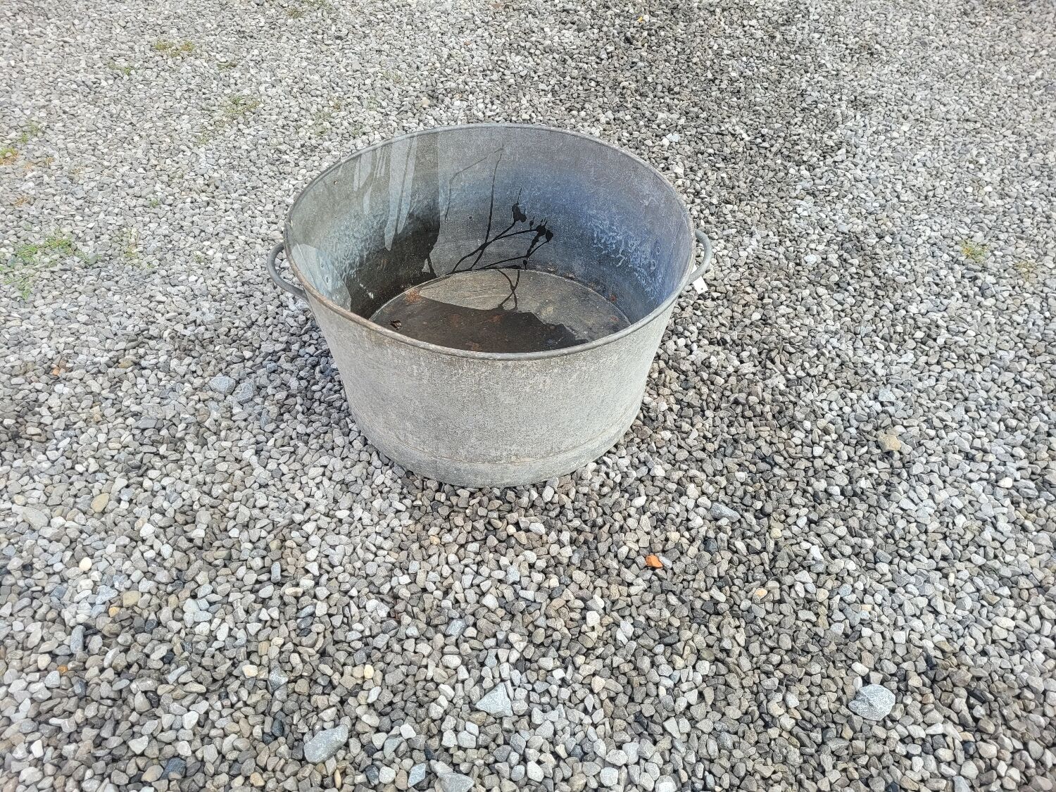 Old zinc basin, 55cms in diameter