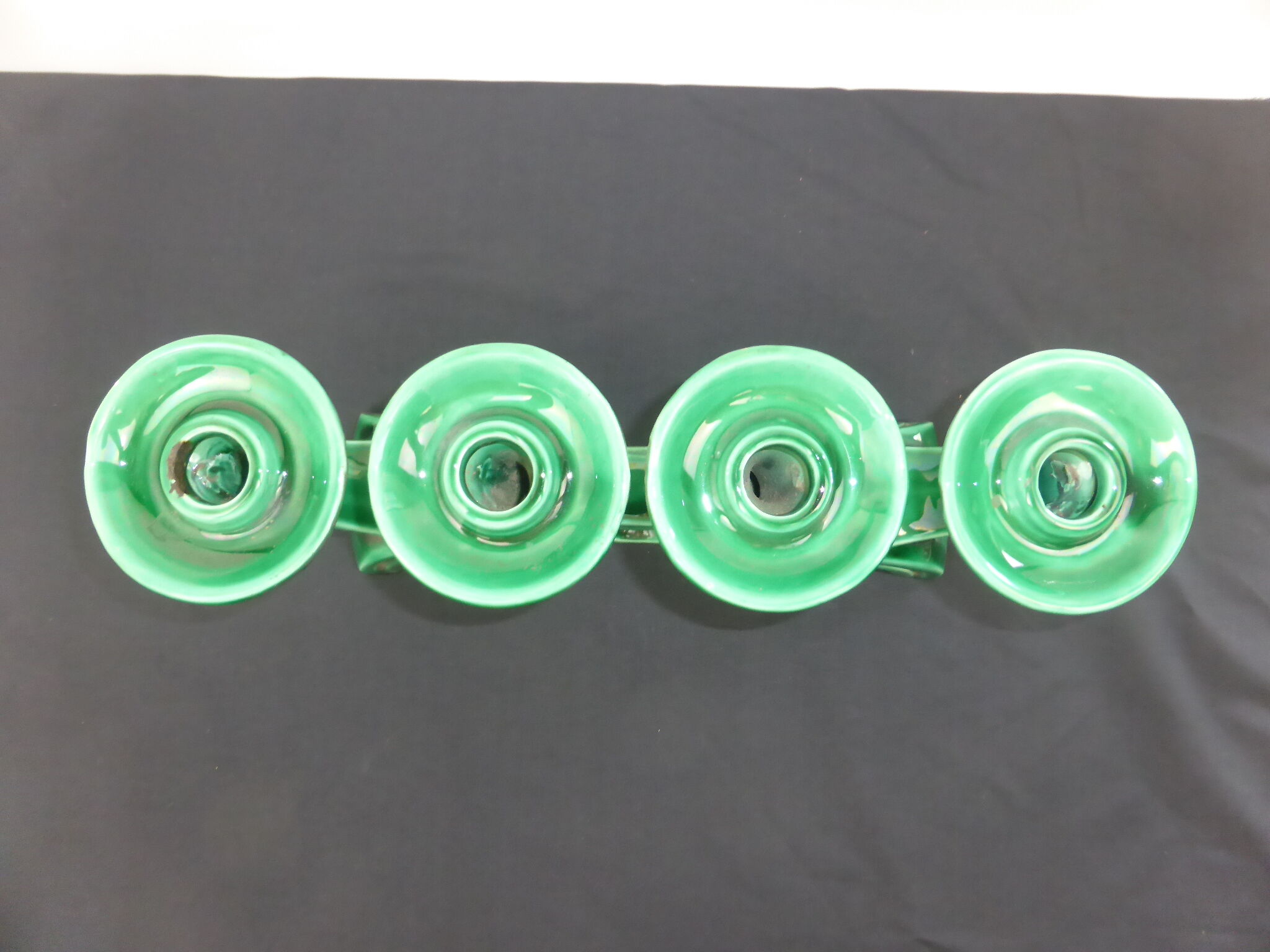 Vintage candle holder in green ceramic with 4 arms